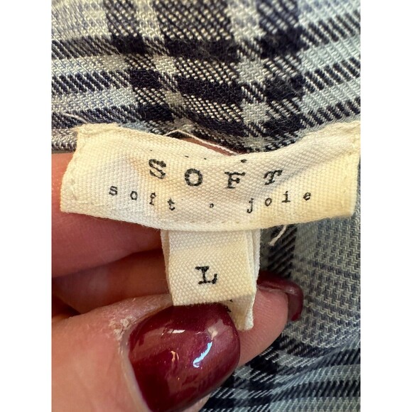 Soft Joie Womens Flannel Plaid Large Button Up Roll Tab Sleeve Academia Country - Picture 4 of 7